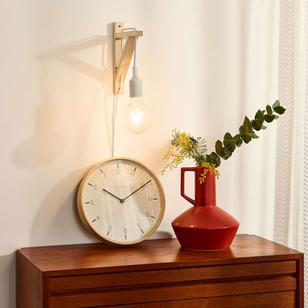 Skandynawska LAMPA ścienna FIX WALL 08208/01/31 Lucide metalowa OPRAWA kinkiet biały drewno