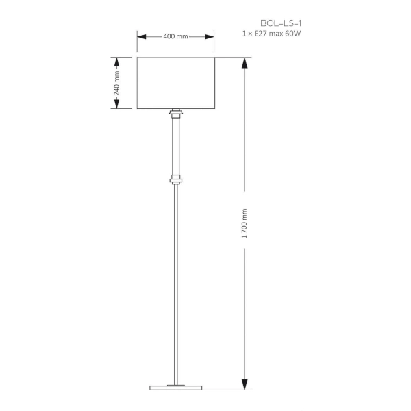 Stojąca lampa z abażurem Bolt BOL-LS-1 (N) klasyczna brązowa nikiel