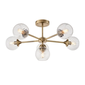 Sufitowa lampa szklana Allegra 103171 kule spiralne mosiądz