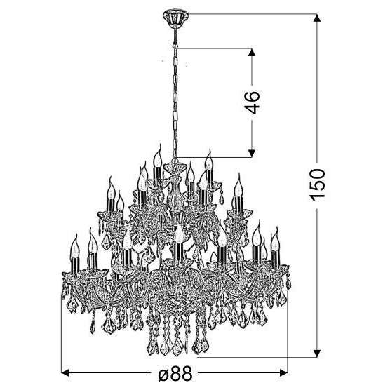 Lampa wisząca MARIA TERESA 30-94622 świecznikowa pałacowy kryształki złote