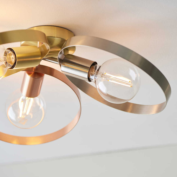 Pokojowa lampa sufitowa Hoop 97663 Endon okręgi mosiądz miedź nikiel