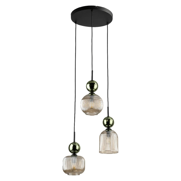 Glamour lampa wisząca do jadalni Sophia Green 11148 żebrowana zielony