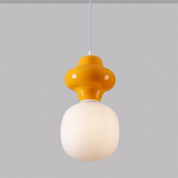 Szklana lampa wisząca VILROSA LE44556 do pokoju dziecięcego biała pomarańczowa