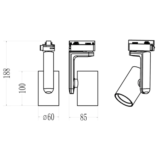 Jednofazowa lampa szynoprzewodowa Timor Track ML2285 do salonu czarny
