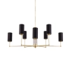 Żyrandol z abażurami Empoli EMP-ZWL-8 (Z) podłużne tuby czarne mosiądz