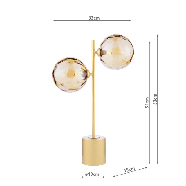 Stołowa lampa do sypialni Spiral SPI4235-11 kule bursztynowe złoty