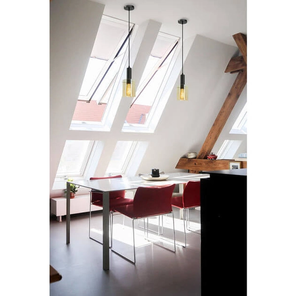 Loftowa lampa wisząca 2021/1 BL 21QG szklana czarna mosiądz