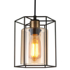 Industrialna lampa wisząca Kalula PND-78901-1-BK+AMB kuchenny zwis czarny bursztynowy