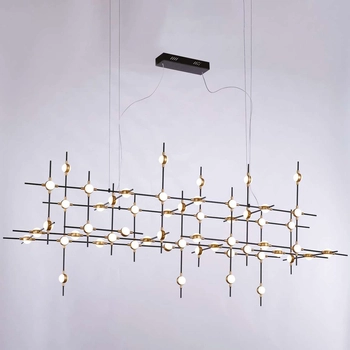 LAMPA wisząca PROVENZA MD18001067-55A BG Italux metalowa OPRAWA zwis pręty LED 132W 3000K designerskie czarne złote