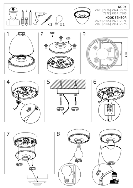 Zewnętrzna lampa natynkowa NOOK 7978 plafoniera do altany czarna