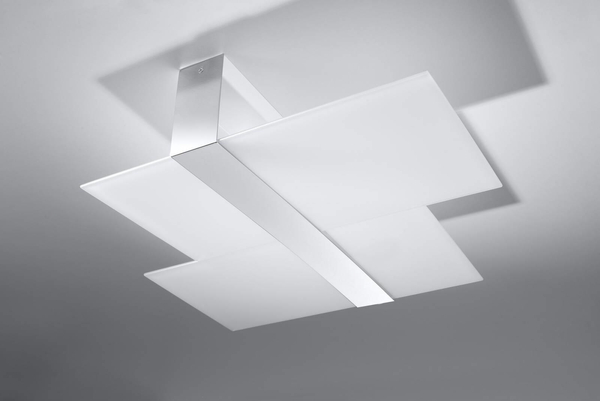 Plafon LAMPA sufitowa SL.0188 OPRAWA szklana prostokąty chrom biała