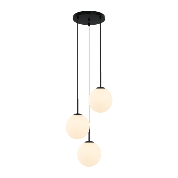 Potrójna lampa wisząca Deore PND-5578-3S-BK Italux kule czarny biały