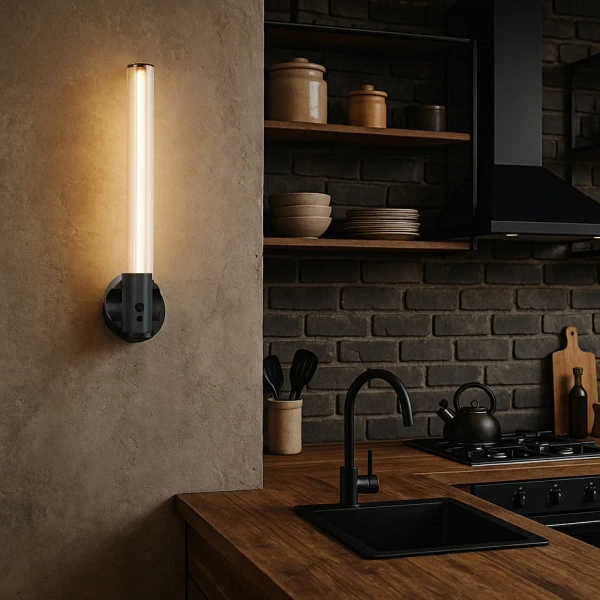 Minimalistyczny kinkiet Tripo KSTIP LED 3000K do salonu czarny biały