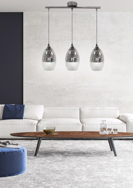 Lampa wisząca CELIA 33-51585 szklana zwis krople łezki chrom