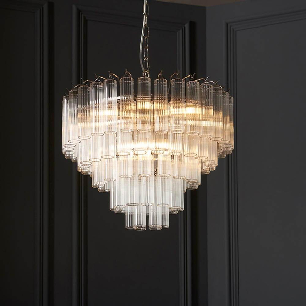 Lampa wisząca szklana Toulouse 104090 tuby nad stół nikiel