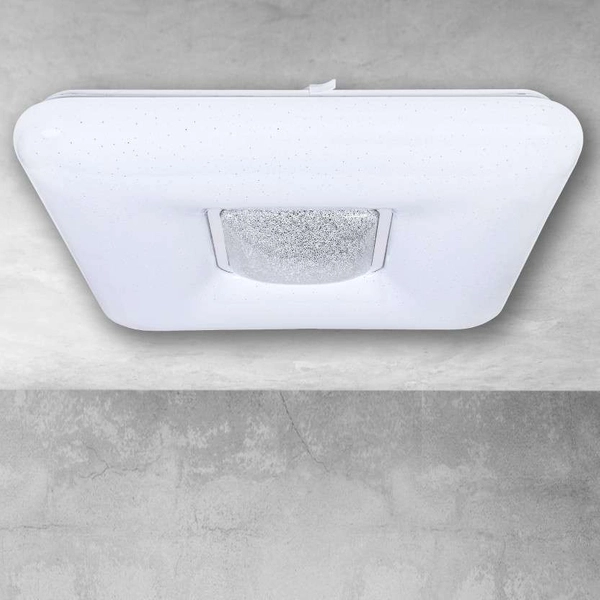 Plafon LAMPA sufitowa YAX ML4402 Milagro kwadratowa OPRAWA glamour LED 24W 3000K – 6000K z efektem gwiazd biała chrom