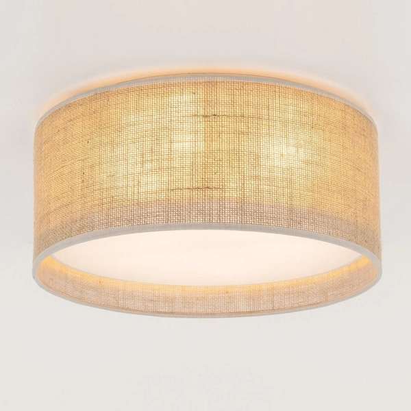 Okrągły plafon jutowy klosz Juta 5798 TK Lighting do salonu brązowy biały