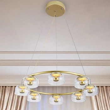 LAMPA wisząca LORELL 5390 Rabalux okrągła OPRAWA metalowa ZWIS pierścień LED 40W 3000K ring złoty przezroczysty