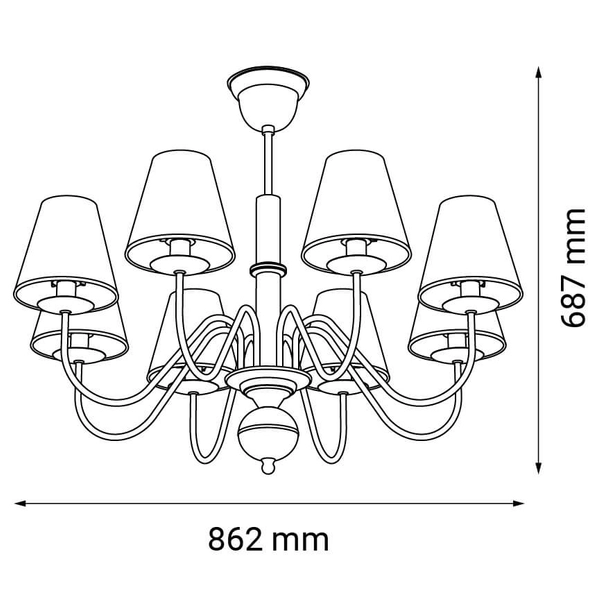 Wielopunktowy żyrandol Deria 5099 nad stół platyna czarny