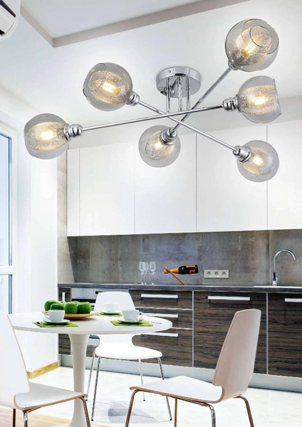 Lampa sufitowa DIXI 36-61362 szklana plafon kule siatki chrom przezroczyste