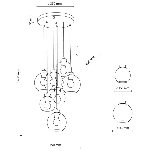Lampa zwisowa Cubus 10207 bubbles do salonu kaskada grafitowa czarna
