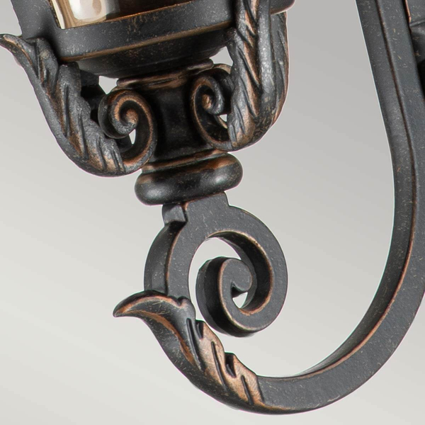 Zewnętrzna lampa ścienna Baltimore BT1-M Elstead latarnia IP44 szkło brąz