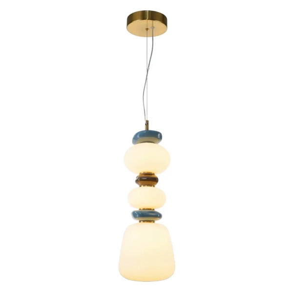 Wisząca lampa do salonu ceramika Evans PND-94981V-3B-GD LED 15W 3000K biała złota