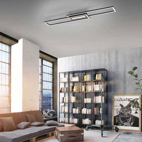 Sufitowa lampa Asmin prostokąty ramki LED 45W 3000K aluminium stal