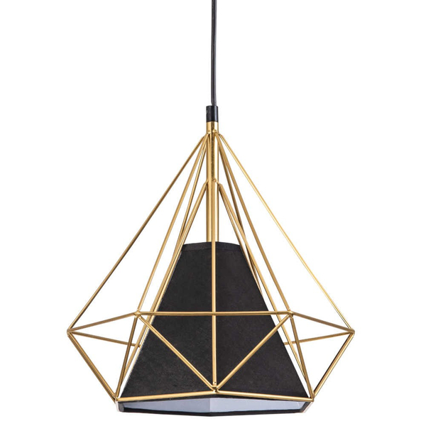 Druciana LAMPA wisząca HIRA 318558 Polux industrialny zwis piramida złota czarna