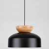Wisząca lampa do salonu Marion SL.1351 półokrągła drewniana czarna