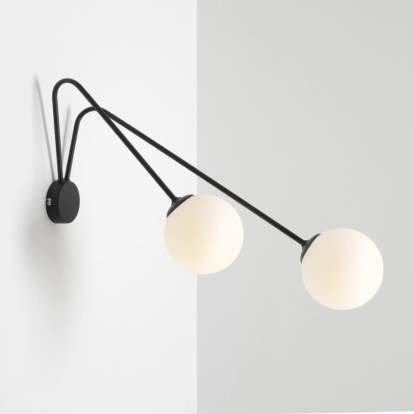 Modernistyczny kinkiet 2-płomienny Holm 1082D1_L Aldex do salonu czarny