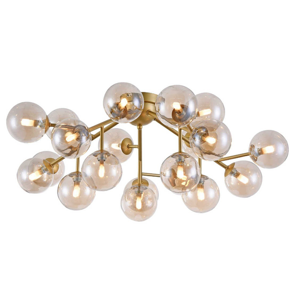 Modernistyczna LAMPA sufitowa DALLAS MOD545PL-20G Maytoni plafoniera OPRAWA szklana molekuły plafon bursztynowe złote