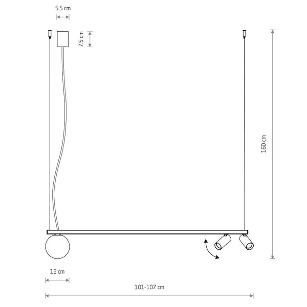 Gabinetowa lampa wisząca Fourty 11471 tubki regulowane ciemnoszare
