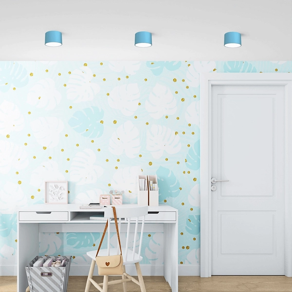 Okrągła lampa sufitowa Dixie metalowy downlight niebieski