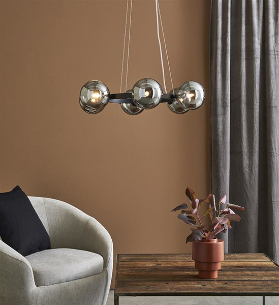 Modernistyczna LAMPA wisząca CIRCLE 108051 Markslojd loftowa OPRAWA metalowy ZWIS szklane kule czarne przydymione