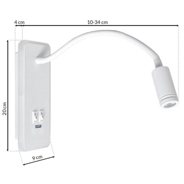 LAMPA ścienna BASE ML6349 Milagro regulowana OPRAWA kinkiet LED 10W 4000K z portem USB biały