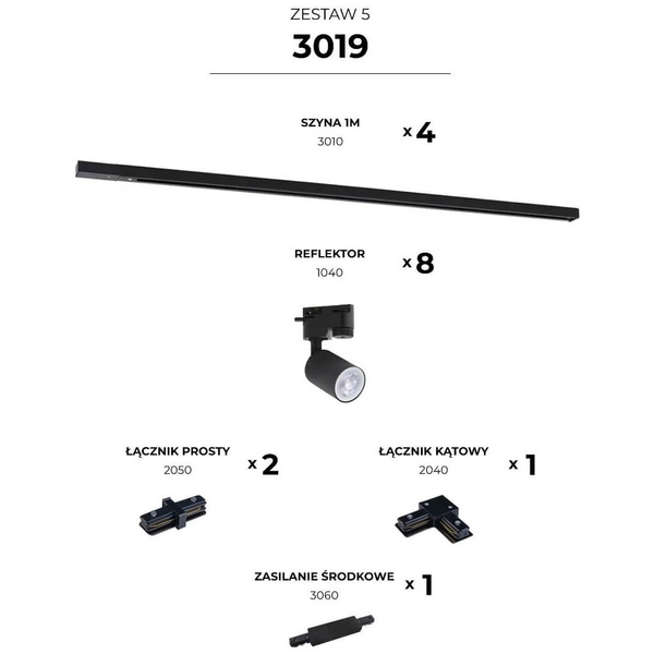 Zestaw jednofazowy 5 szynoprzewodów Tracer 3019 Zumaline czarny