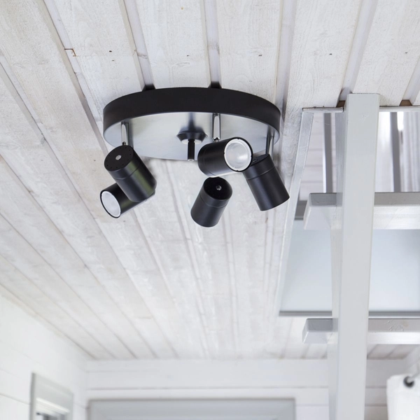 Natynkowe tuby z regulacją Correct czarny kinkiet do biura