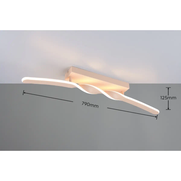 Podłużny plafon ledowy Ginko R65791166 LED 18W 3000K zakręcona piaskowy