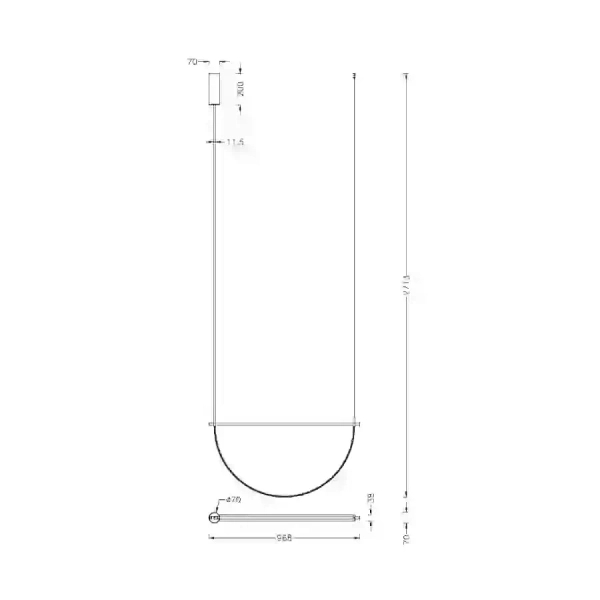Wisząca lampa VICTORIA czarna P0686 1xLED 30W 3000K geometryczna