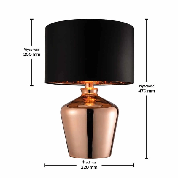 Abażurowa lampka nocna Waldorf 61149 na stolik czarna miedziana