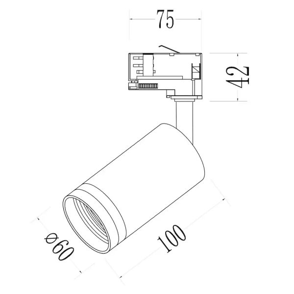 Sufitowa lampa do szyn 3-obwodowych Pipe ML2308 tubka czarny