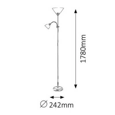 Podłogowa lampa z wtyczką ACTION 4064 metalowa biała satyna chrom