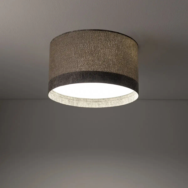 Tkaninowa lampa sufitowa LAGO 11679 do sypialni okrągła szara