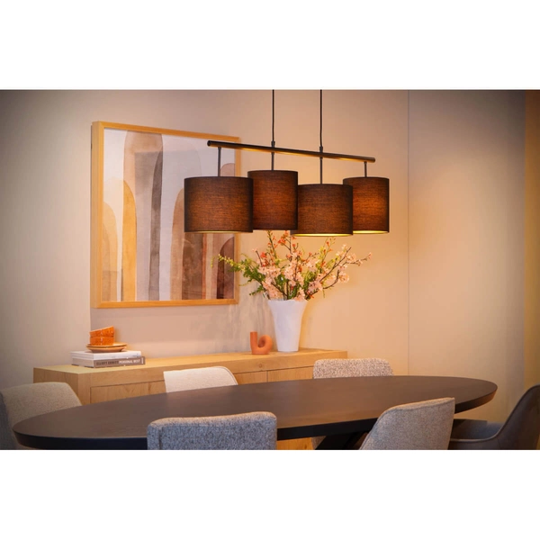 Wisząca lampa z abażurami Maya 45409/04/30 do salonu czarny złoty