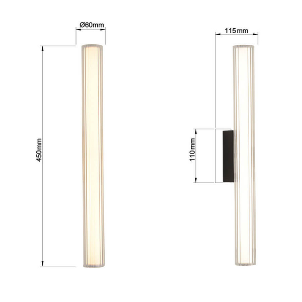 Lampa ścienna salonowa Linea LP-0510/1W-45 BK LED 8W 3000-6000K IP44 czarna