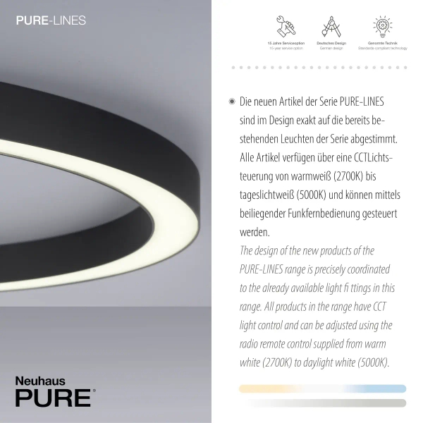 Owalna lampa sufitowa z pilotem PURE-LINES grafitowa 6306-13 1xLED 42W CCT