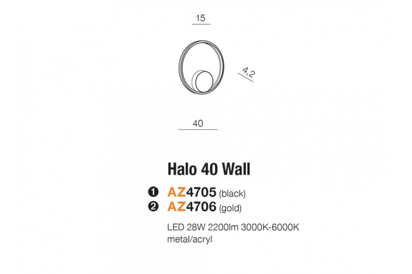 Lampa ścienna Halo LED 28W 3000k okrągła do przedpokoju czarna