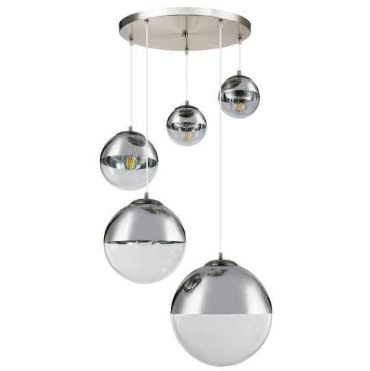 LAMPA wisząca VARUS 15851-5 Globo szklana OPRAWA zwis kaskada szklane kule balls chrom przezroczyste