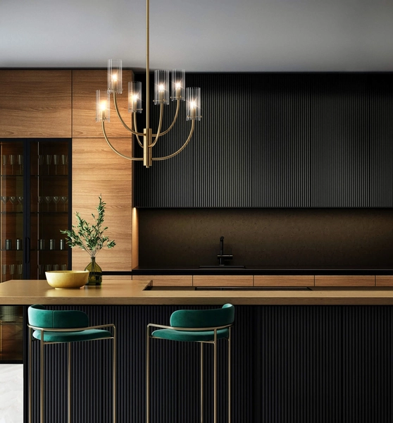 Żyrandol do salonu Arco MOD223PL-06BS regulowany mosiądz